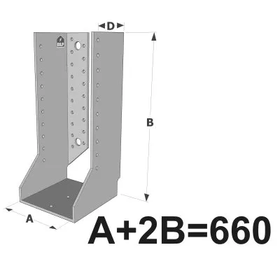 Große Balkenschuhe mit Innenlaschen, GSI CLASSIC-Serie (Dicke 4 mm, Tiefe 110 mm) - Réf. GSI660/4X