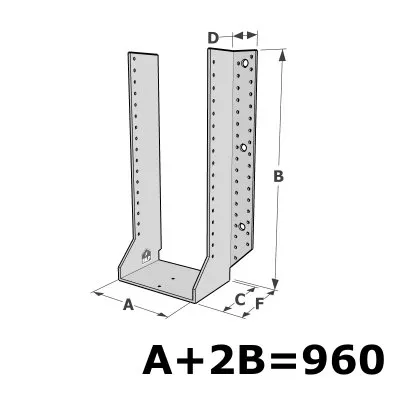 Große Balkenschuhe mit außenliegenden Schenkel, GSE CLASSIC-Sortiment (Dicke 4mm, Tiefe 110mm) - Réf. GSE960/4X-AL