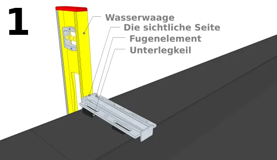 Das Anbringen der Verbindungsstücke an der Mauer 
