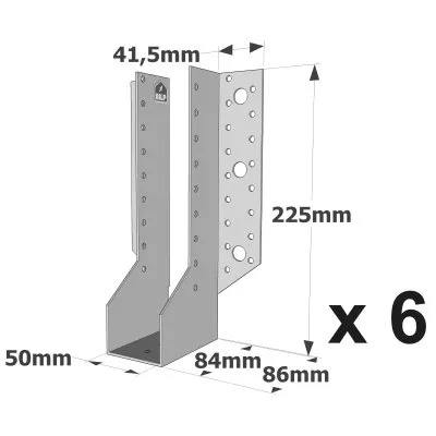 Balkenschuhe mit außenliegenden Schenkeln, SAE CLASSIC-Serie (Dicke 2 mm, Tiefe 84 mm) - Réf. SAE500/50/2_6