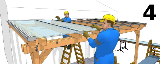Die Platten auf den Profilen anbringen
