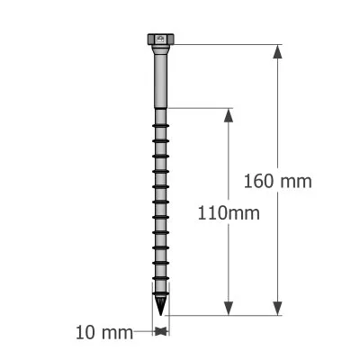 Stahlverbinderschrauben auf Holz, SSH10.0X160 - Réf. 75157