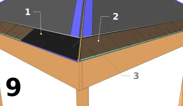 Die ersten Schindeln montieren 
