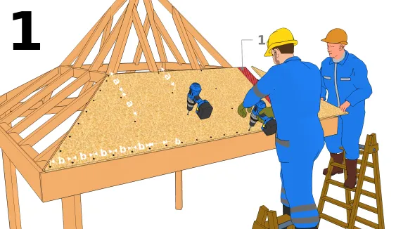 Verlegen der ersten Plattenlinie