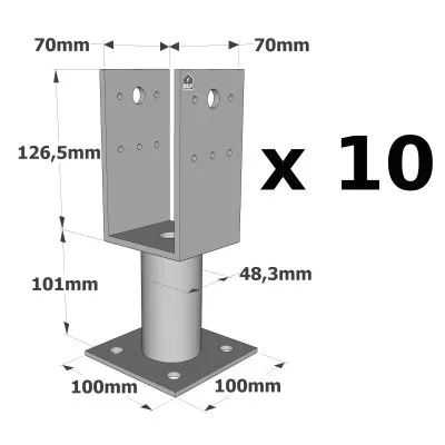 U-Pfostenträger mit Platte - Réf. PPUP70_10