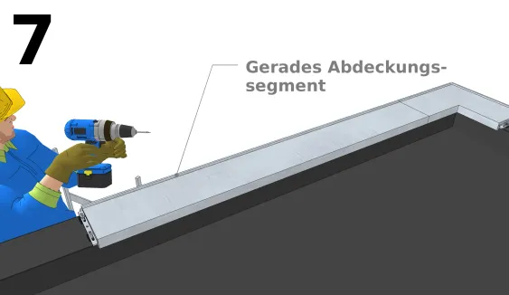 Setzen Sie das rechte Abdeckungssegment ein