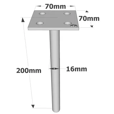 Pfostenträger zum Einbetonieren mit einzelner Platte - Réf. PPSP70
