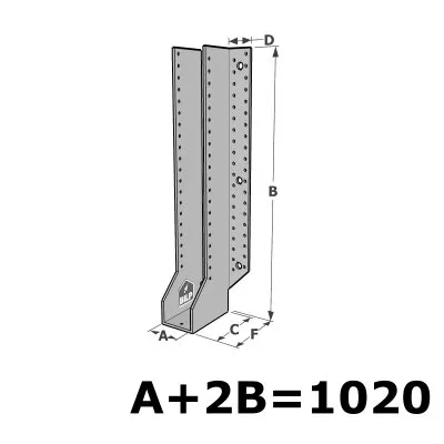 Große Balkenschuhe mit außenliegenden Schenkel, GSE CLASSIC-Sortiment (Dicke 4mm, Tiefe 110mm) - Réf. GSE1020/4X