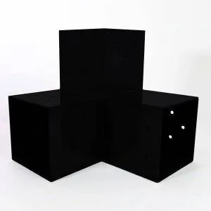 SUNDIY Verbinder Matt schwarz RAL 9005 - 90mm 3-Richtungen - L-Form