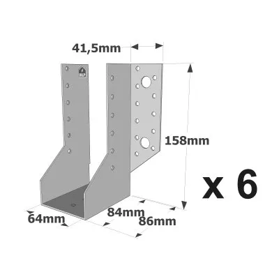 Balkenschuhe mit außenliegenden Schenkeln, SAE CLASSIC-Serie (Dicke 2 mm, Tiefe 84 mm) - Réf. SAE380/64/2_6