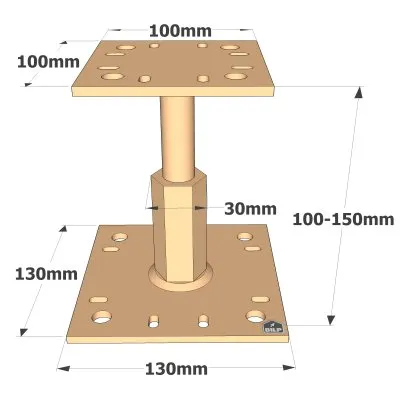 Unter Last verstellbarer Stützenfuß - Réf. PPRC