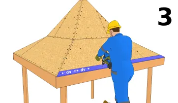 Montage der Enden der Dachrinnen am Vordach 