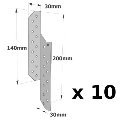 RECHTER Sparrenpfettenanker - 30x200x2mm - Réf. PSD200/30/2_10