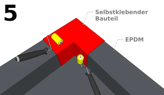 Vorgeformtes selbstklebendes Teil anbringen 