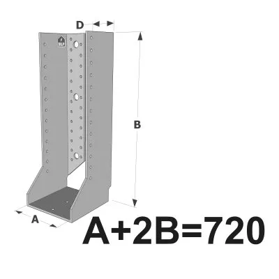 Große Balkenschuhe mit Innenlaschen, GSI CLASSIC-Serie (Dicke 4 mm, Tiefe 110 mm) - Réf. GSI720/4X