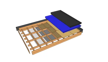 Die Elemente, aus denen die Dachterrasse des Häuschens besteht 